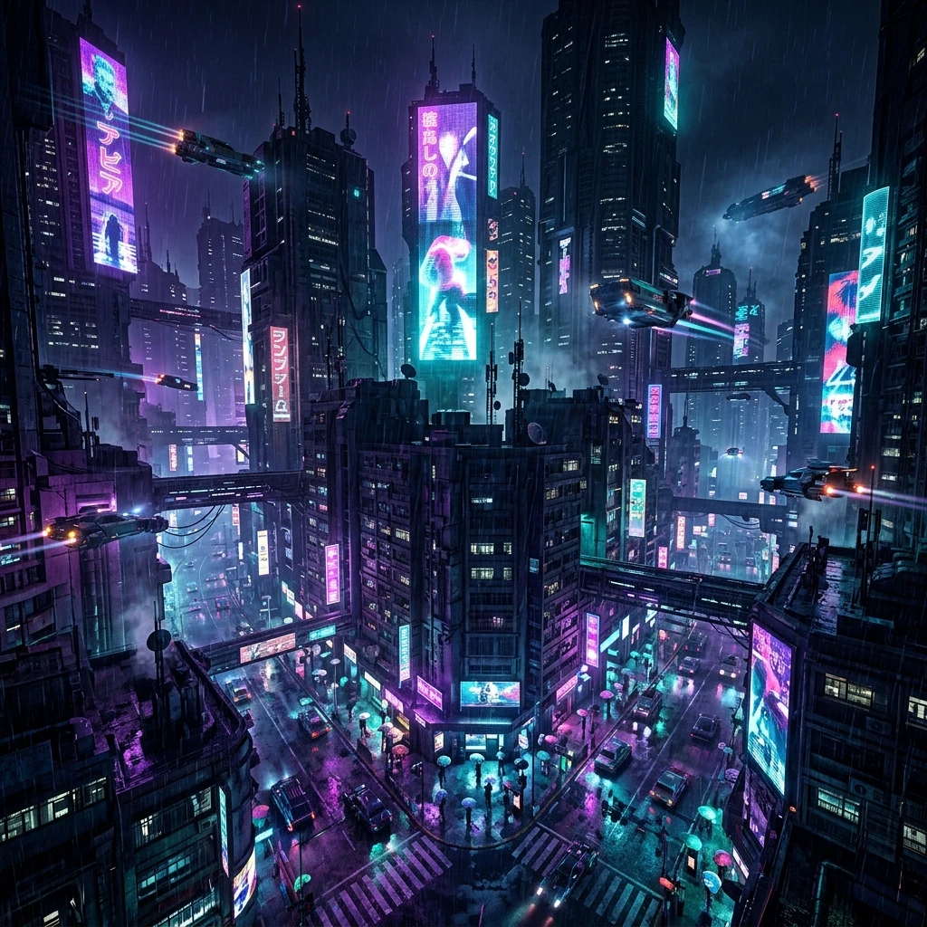 Cinematic Cyberpunk Megacity at Night