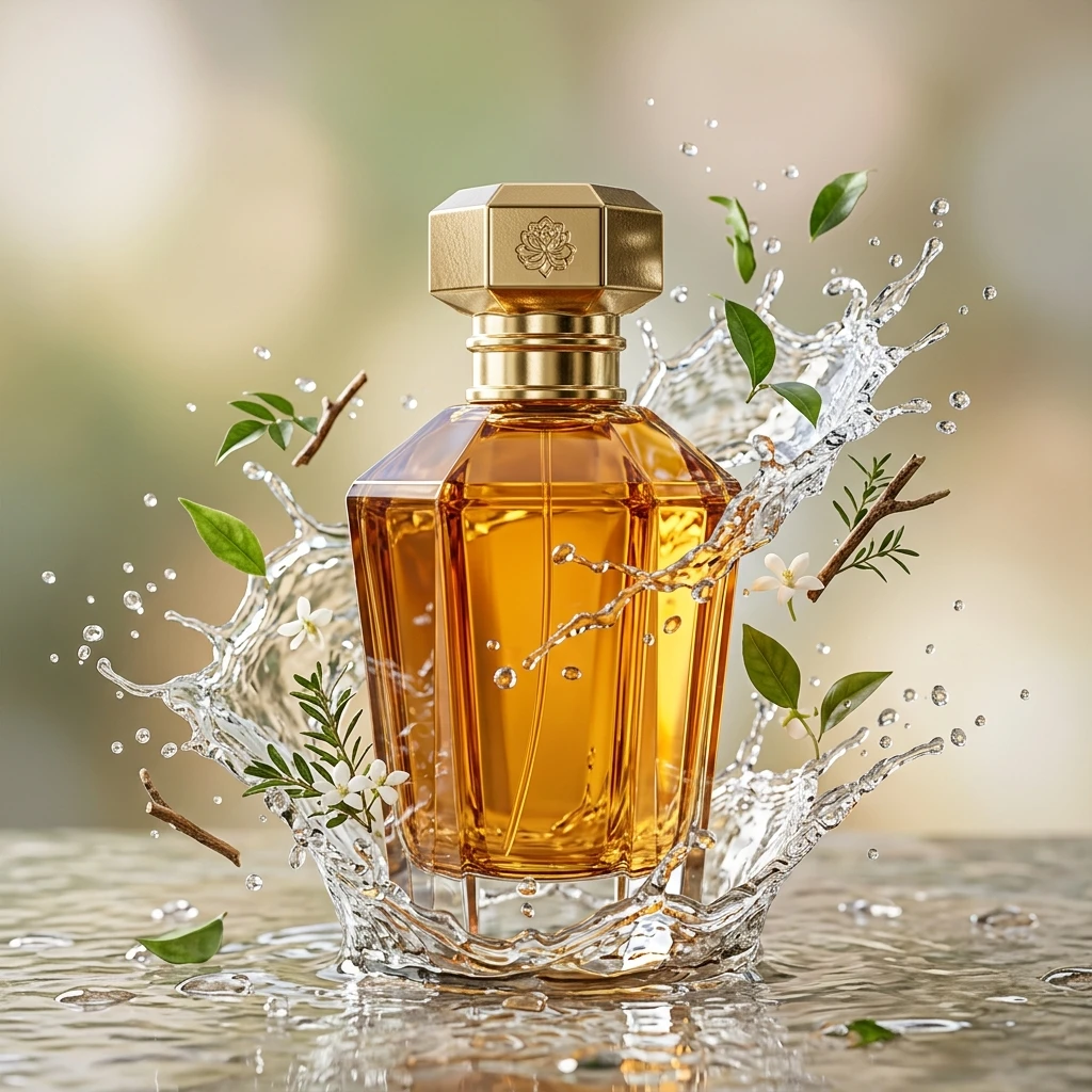 Luxury Amber Glass Perfume CGI