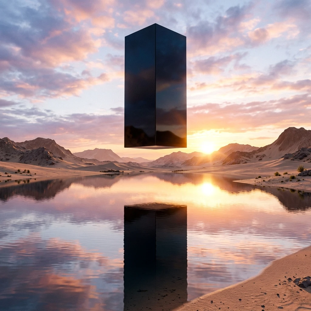 Surreal Floating Glossy Monolith