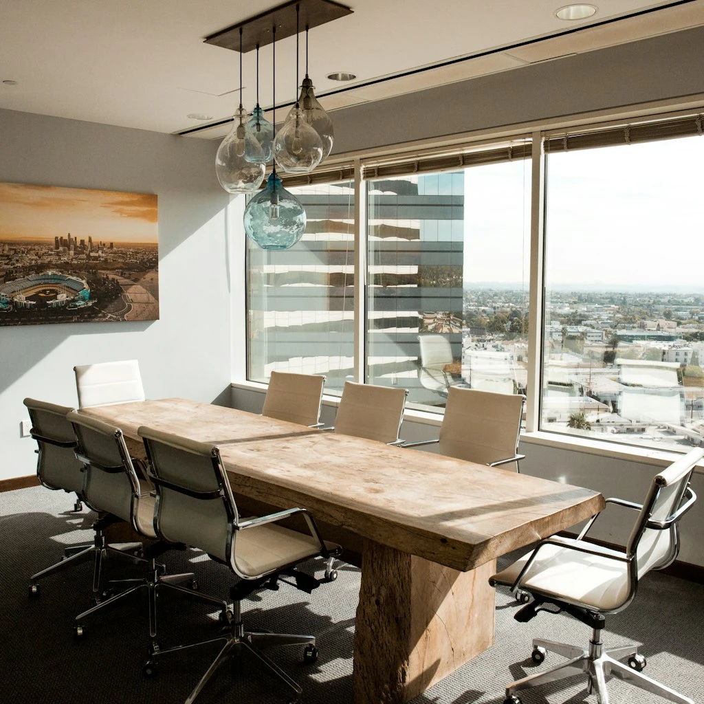 Modern Executive Boardroom Skyline View