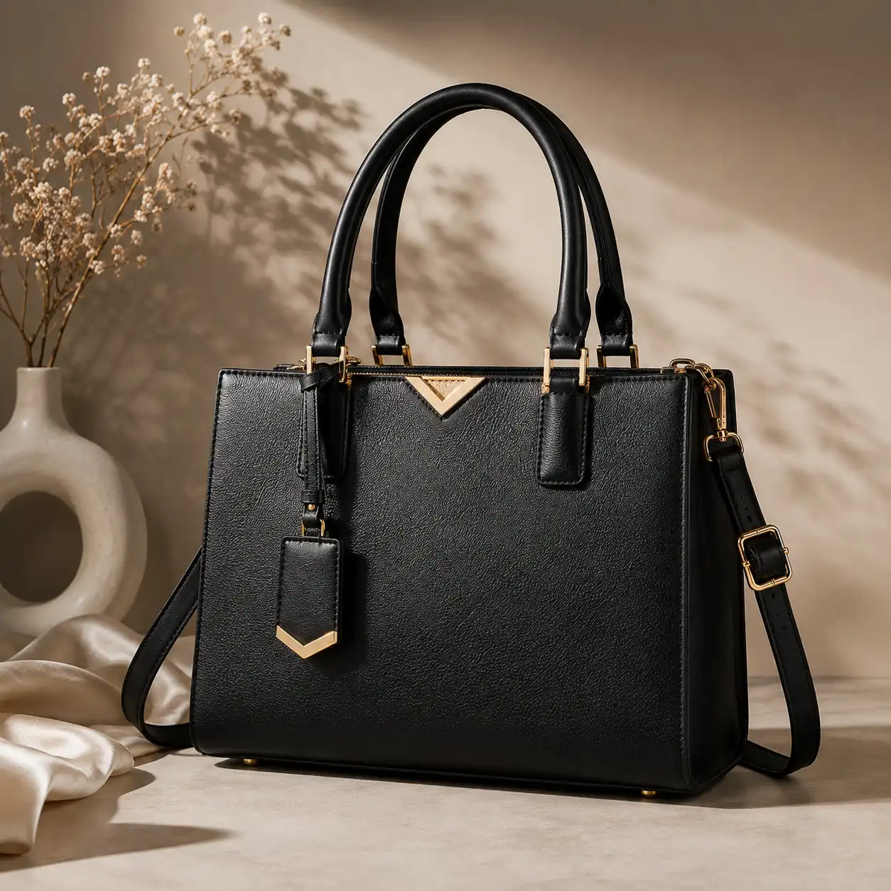Black Designer-Style Handbag Product Photography