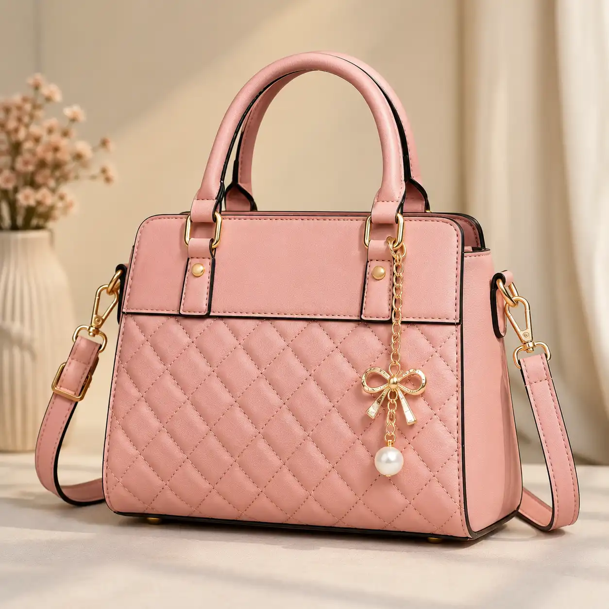 Elegant Pink Quilted Fashion Bag