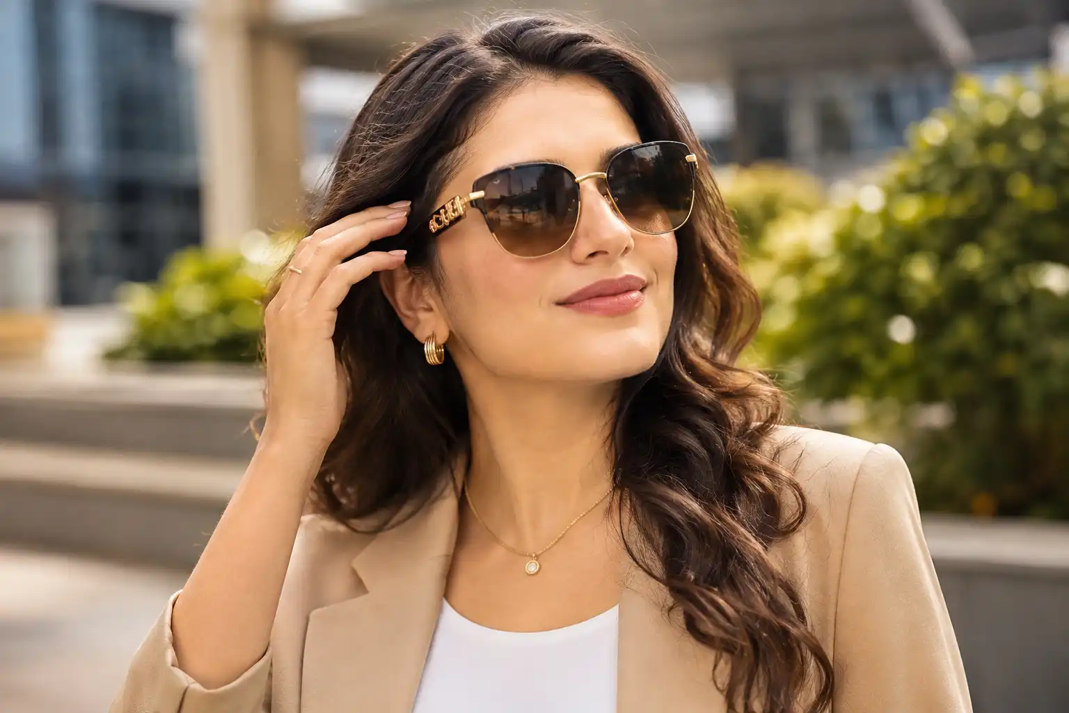 Fashion Sunglasses Worn Outdoors