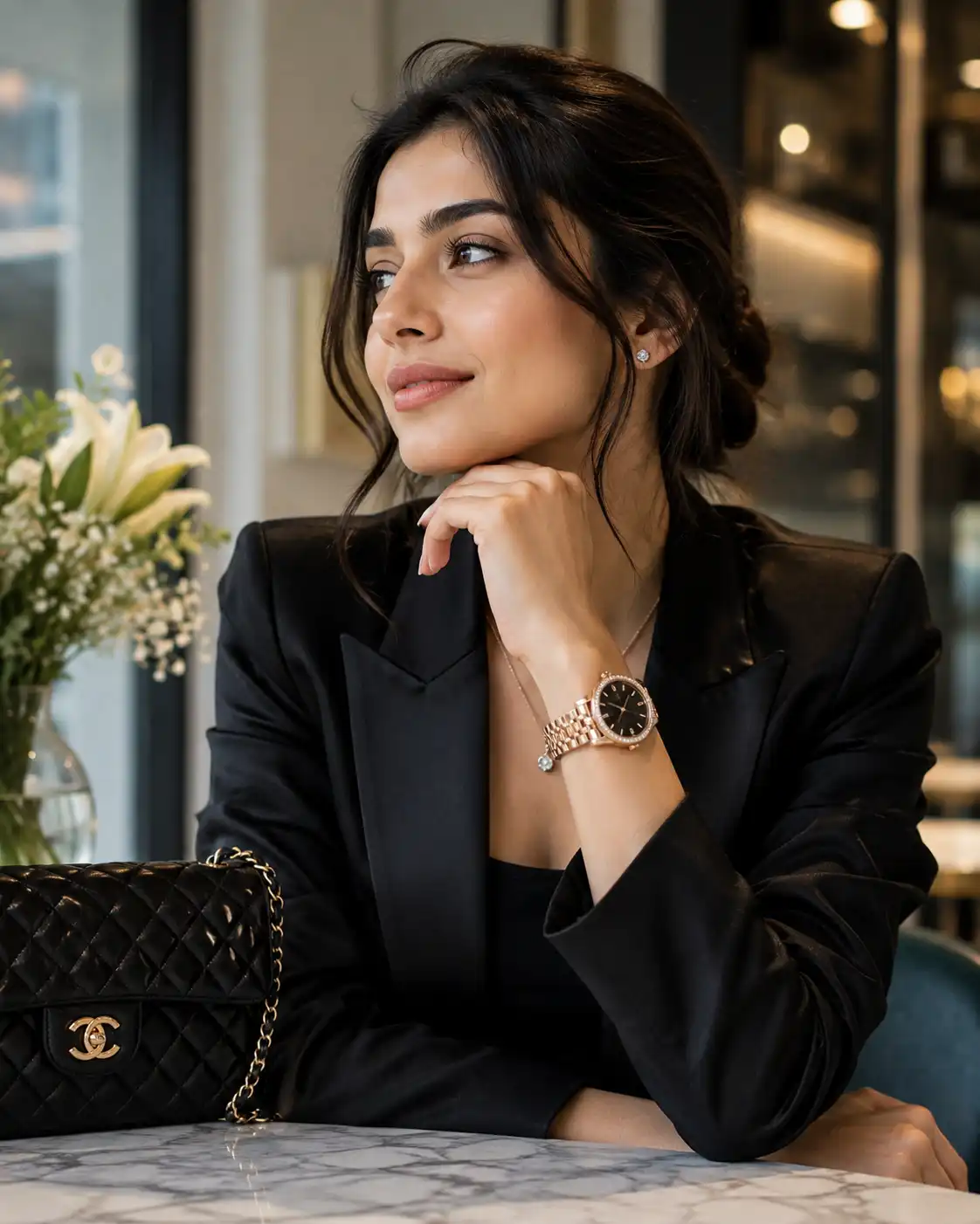 Luxury Watch with Designer Handbag