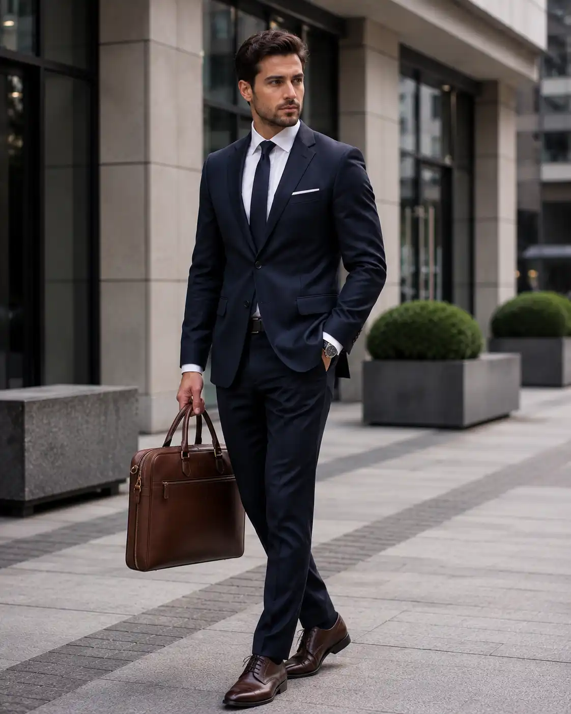 Man Carrying a Premium Leather Briefcase