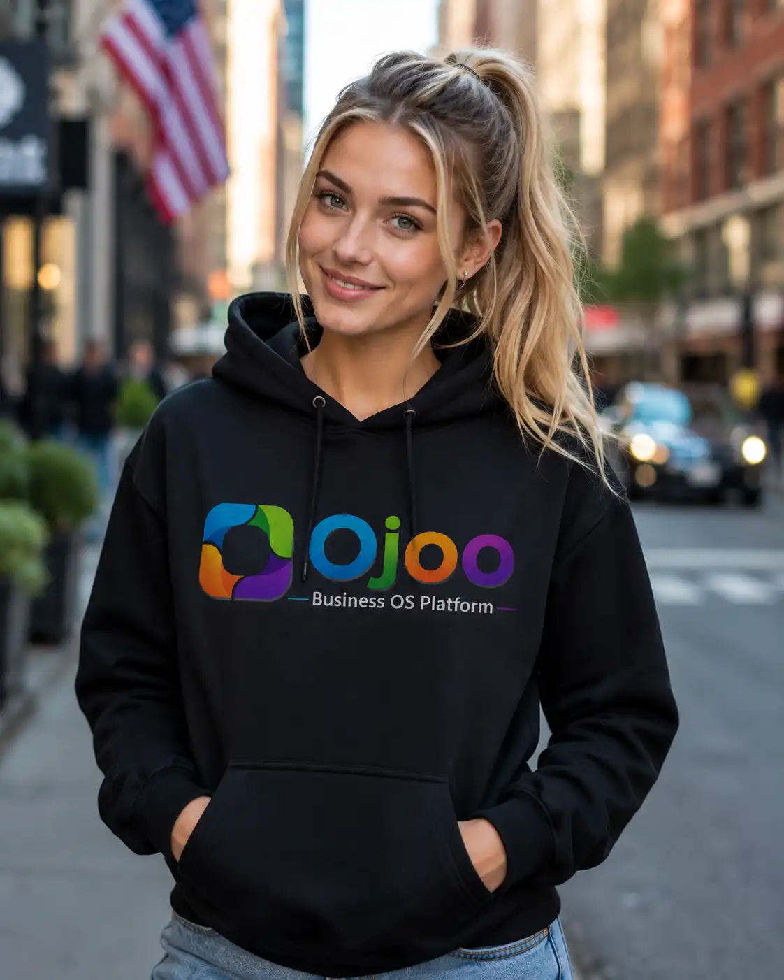 Ojoo Black Hoodie for Women