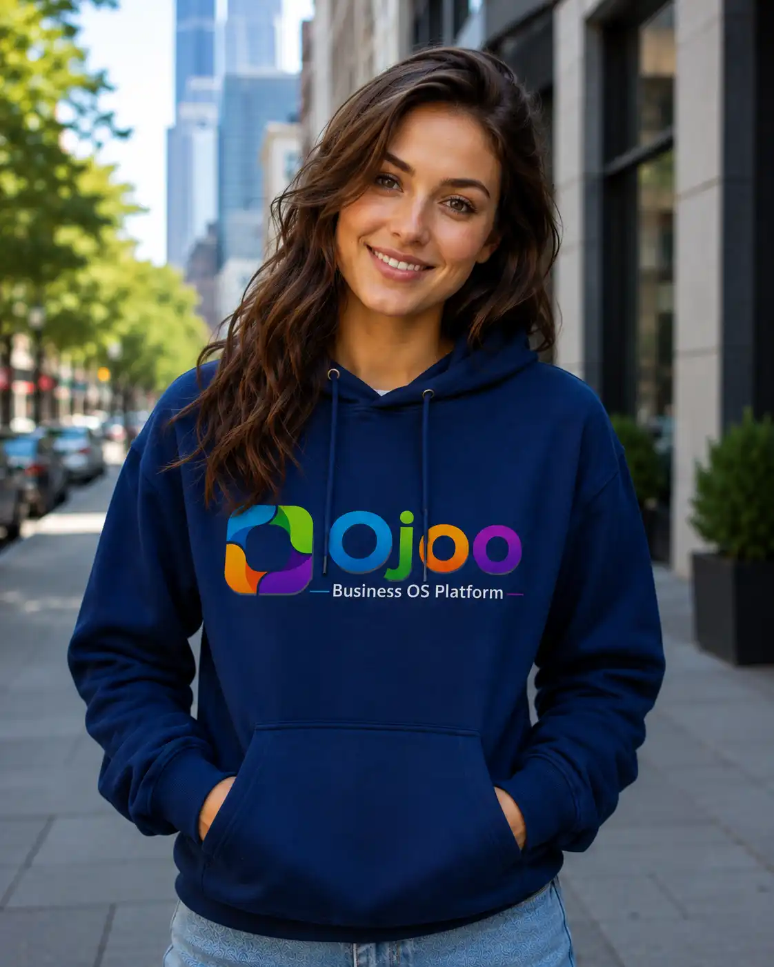 Ojoo Blue Hoodie for Women
