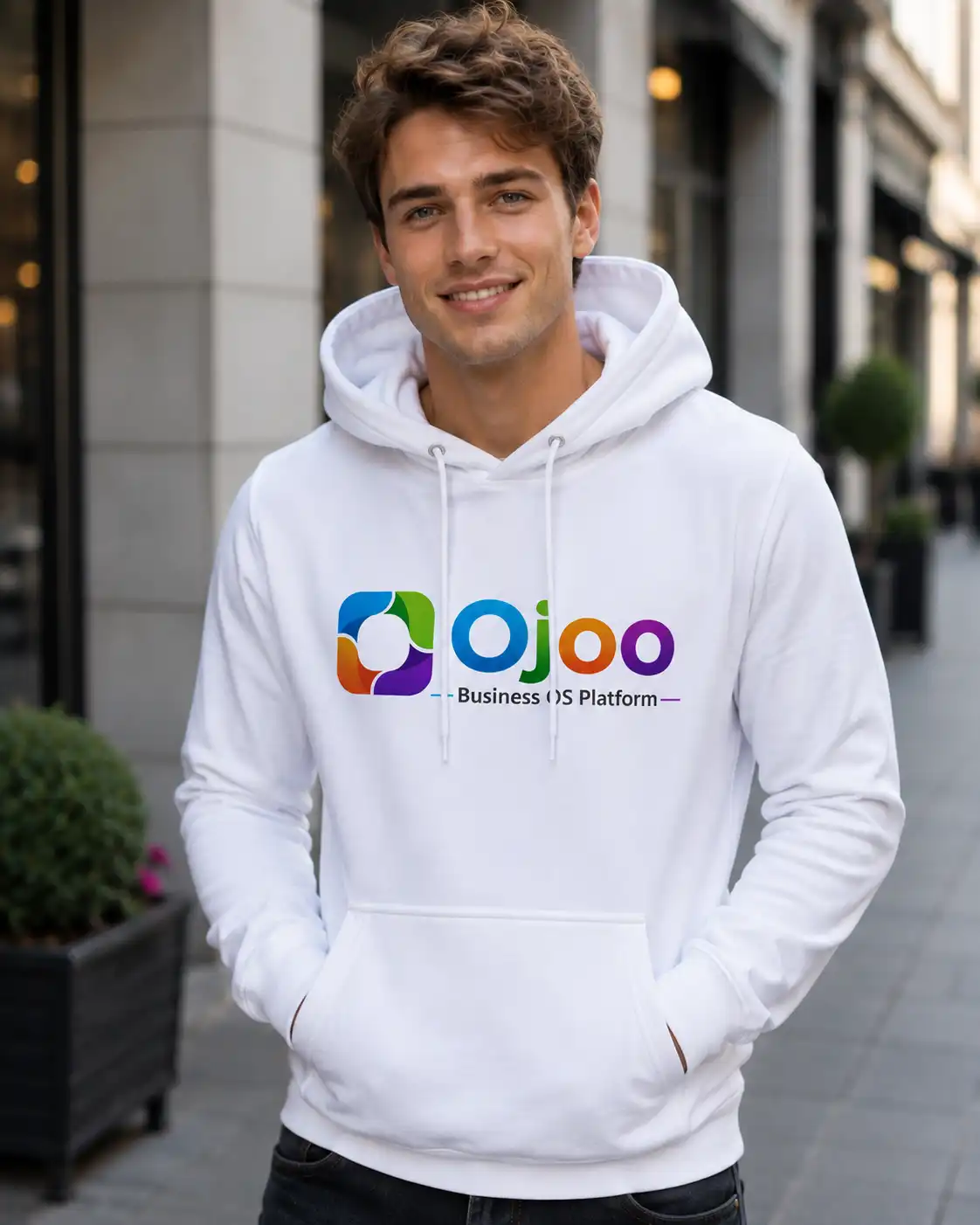 Ojoo White Hoodie for Men