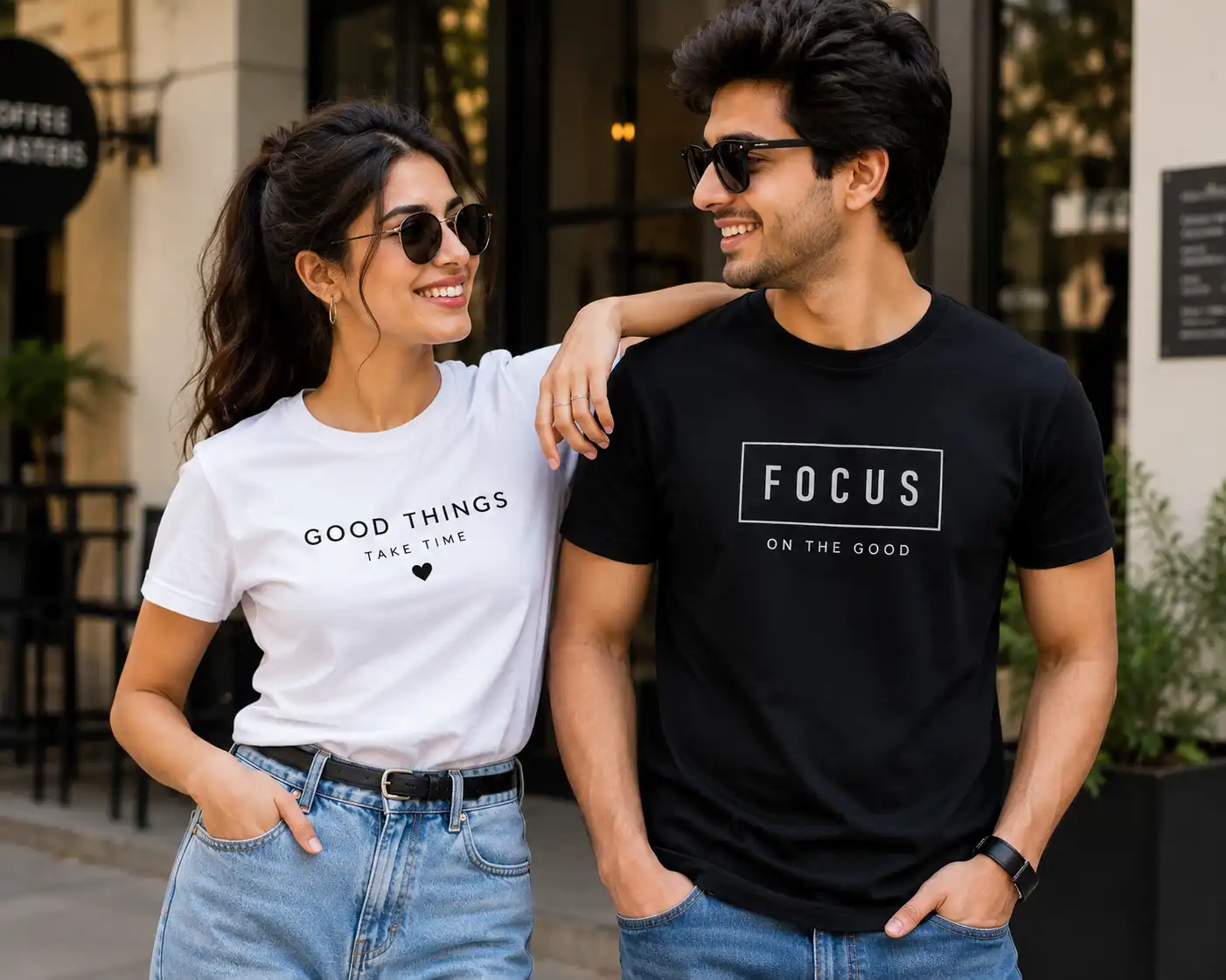Stylish Boy and Girl in T-Shirts