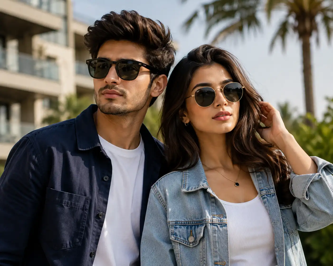 Stylish Boy and Girl Wearing Sunglasses