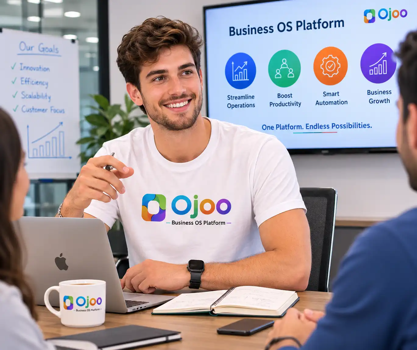 Ojoo T-Shirt in Conference Meeting