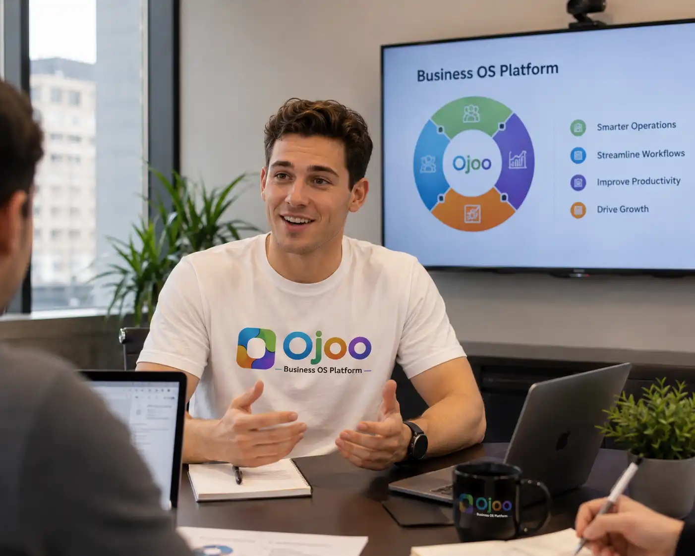 Ojoo T-Shirt in Conference Meeting