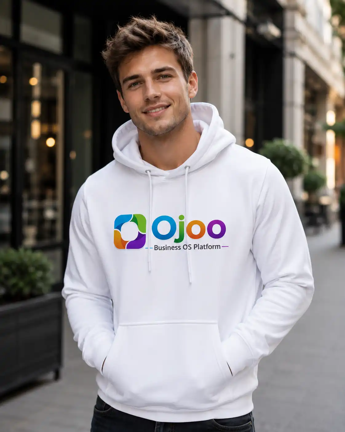 Ojoo White Hoodie for Men