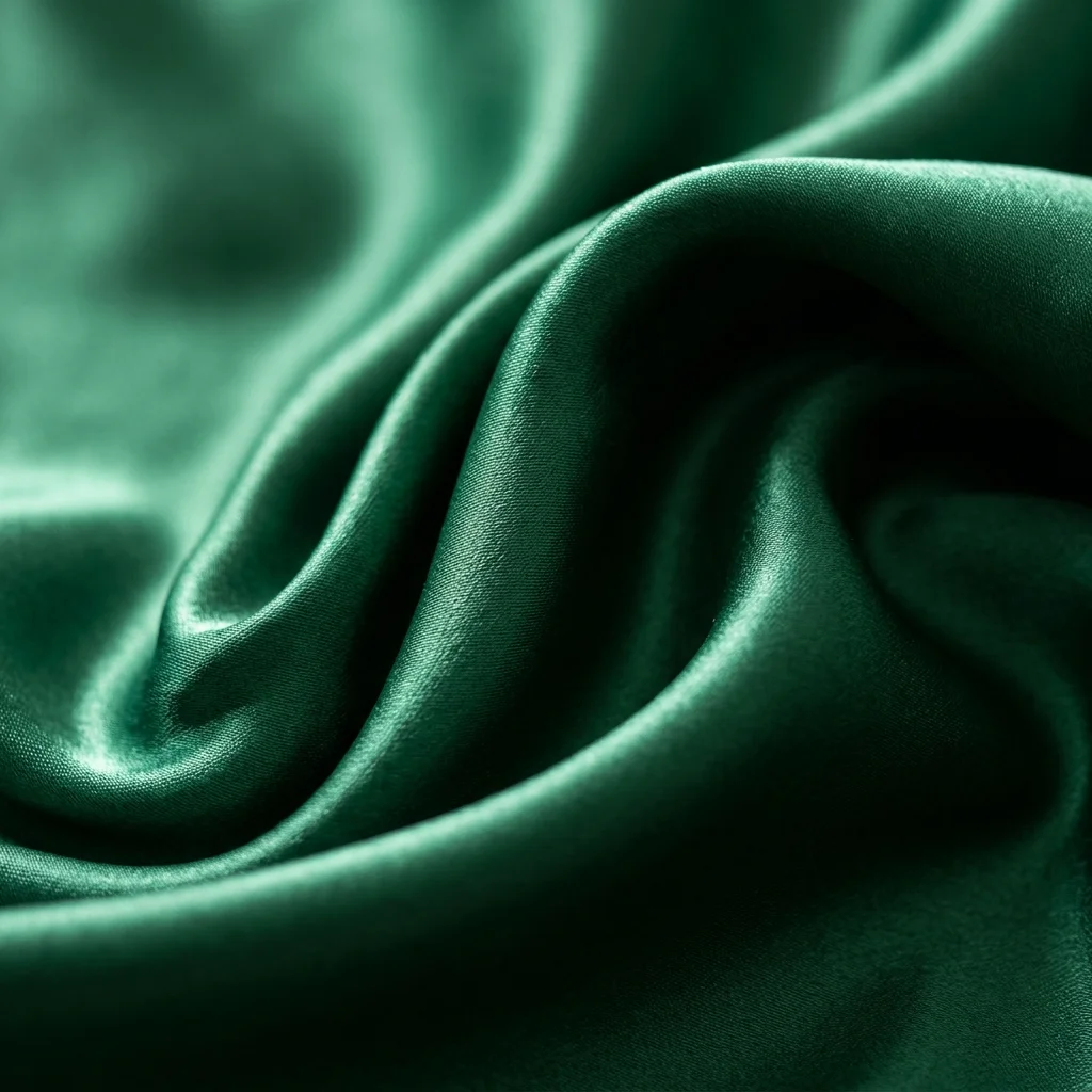Emerald Green Satin Fabric Textile Folds