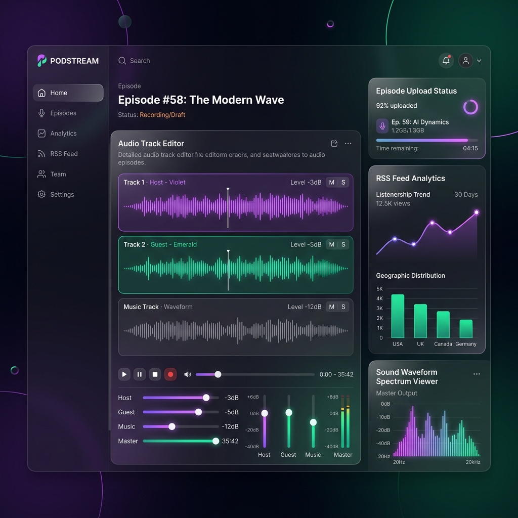 Podcast Dashboard Mockups