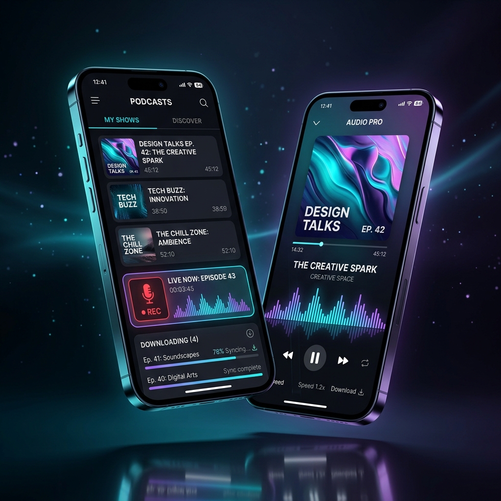 Mobile Podcast App Mockups
