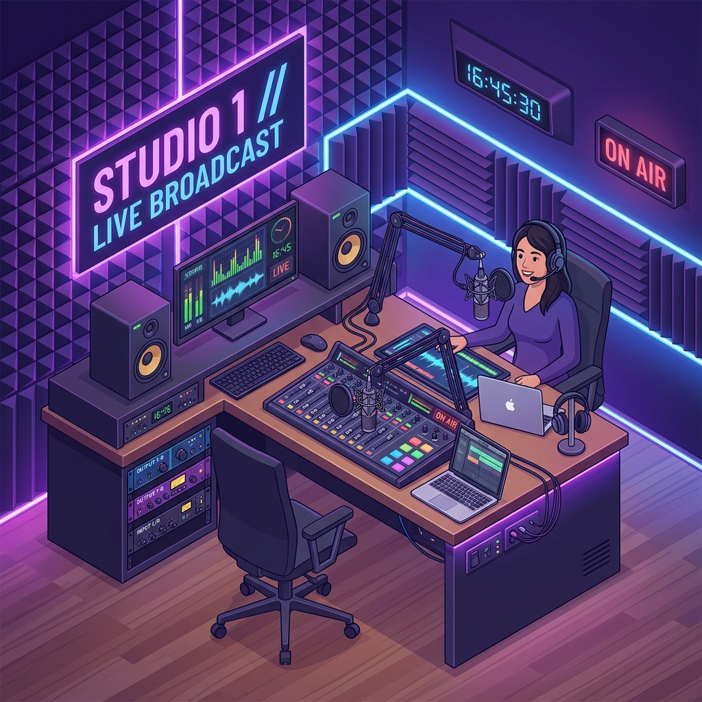 Professional Podcast Studio Illustration